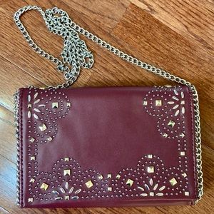 NWT Chelsea28 Burgundy Stem Clutch Crossbody